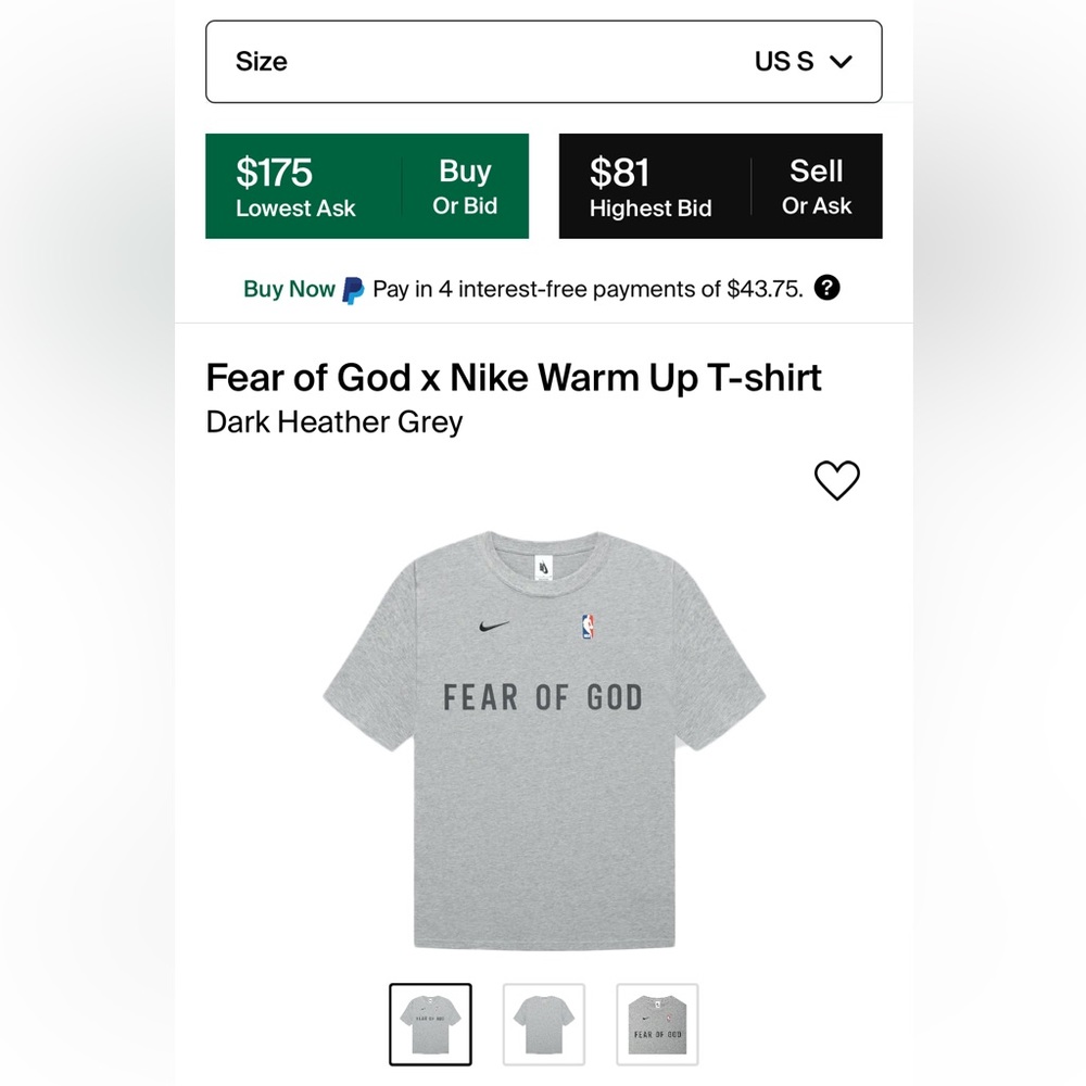 Fear of God Nike Warmup T-shirt NBA Logo